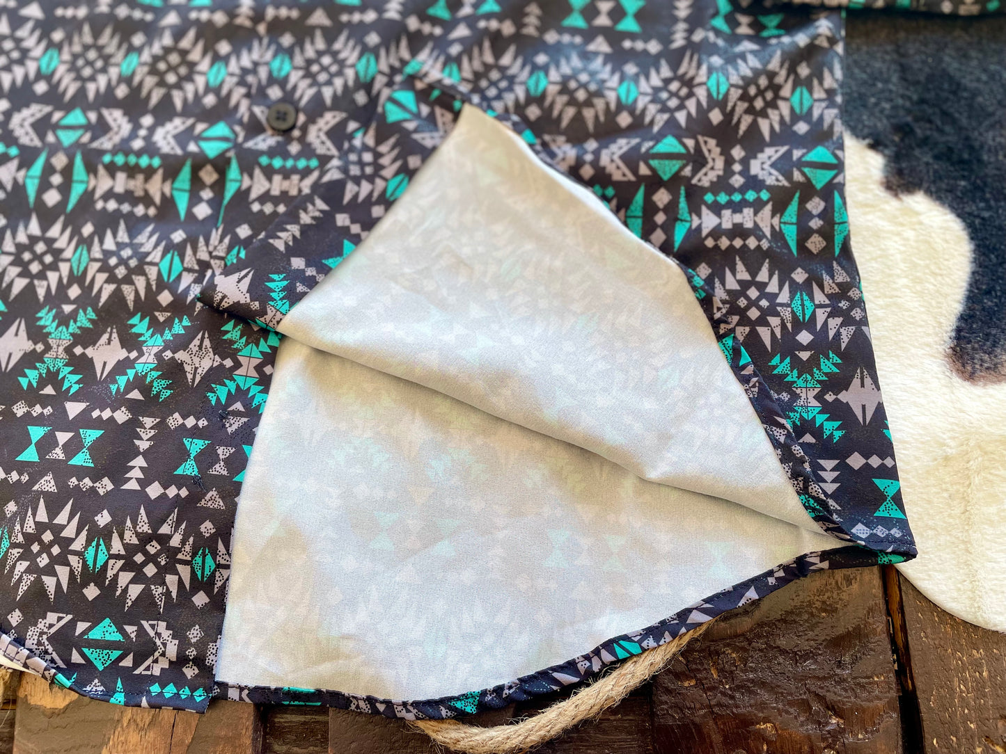 Black & blue Aztec print Button Down