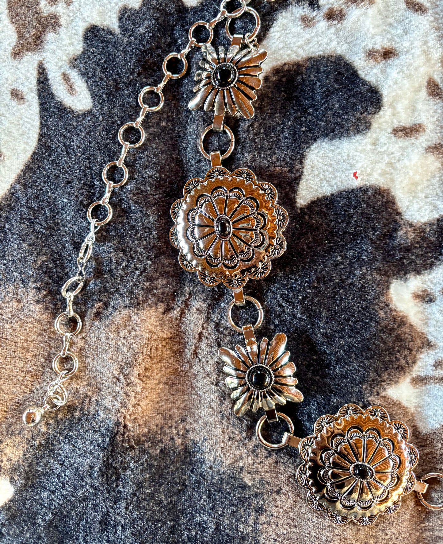 Silver concho chain belt