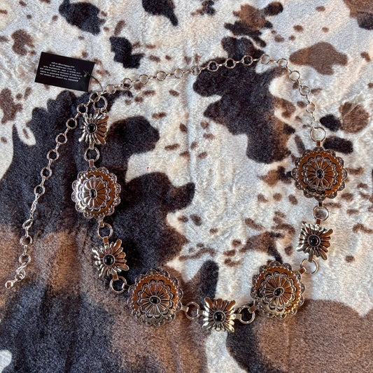 Silver concho chain belt