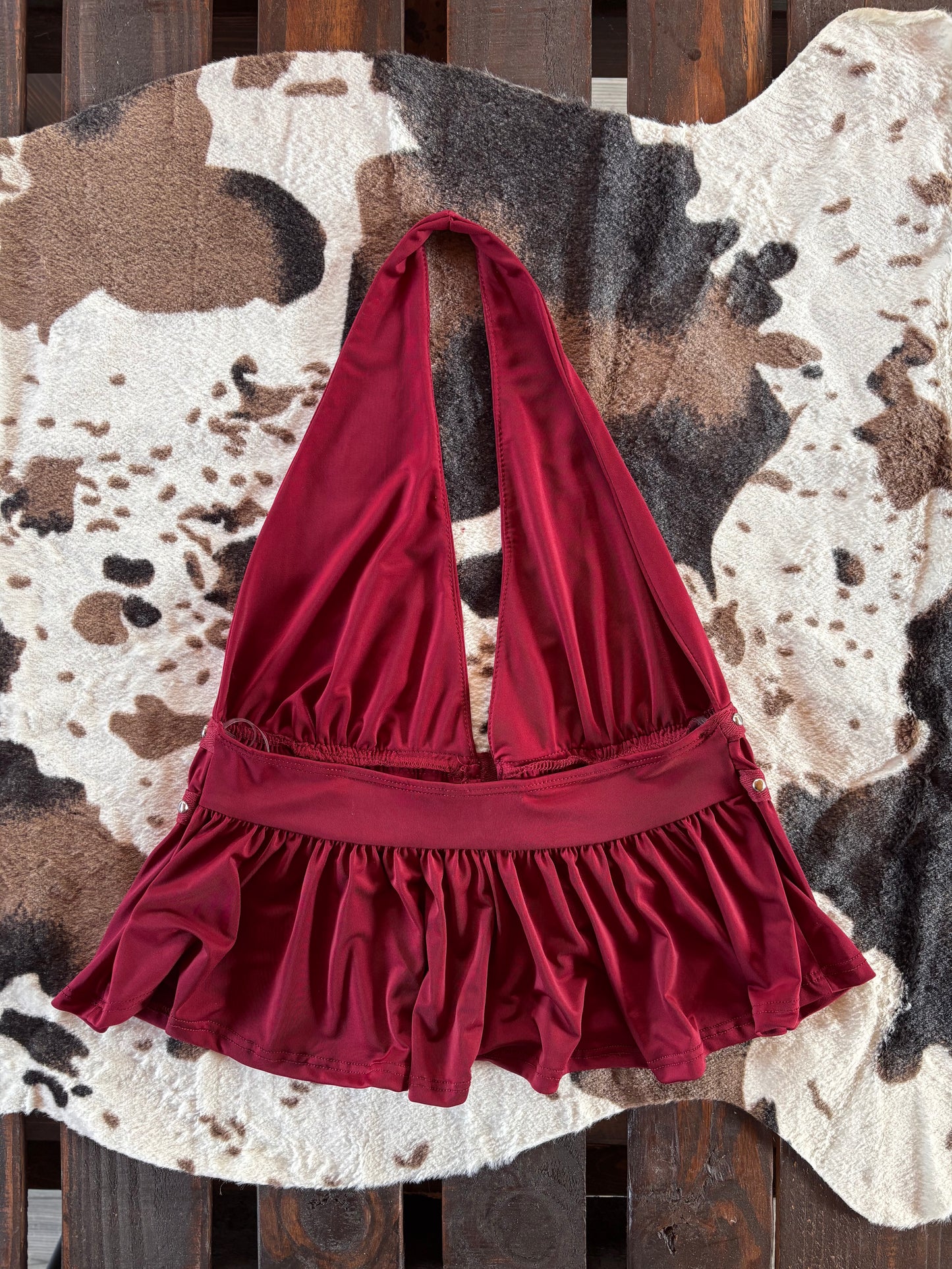 Amada Halter top | Burgundy/Brown  with studs